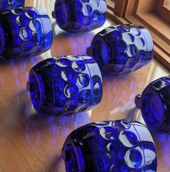 RARE Set of 8 Vintage Cobalt Blue Beer Mugs - 1930s New Martinsville Steins Gift - Picture 3 of 17